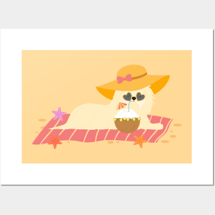 Maltese Dog on a Beach Posters and Art